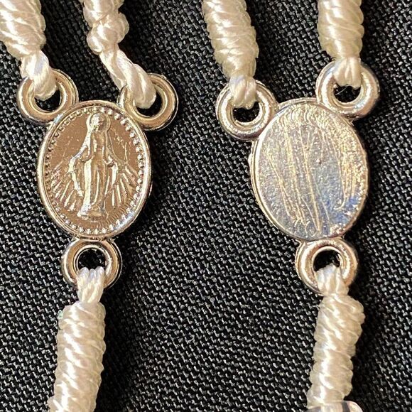 White Rosary Necklace Mini Rosary - Picture 2 of 6